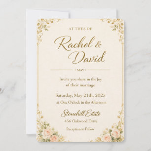 ElegaElegant orange Floral Wedding Invitation Temp
