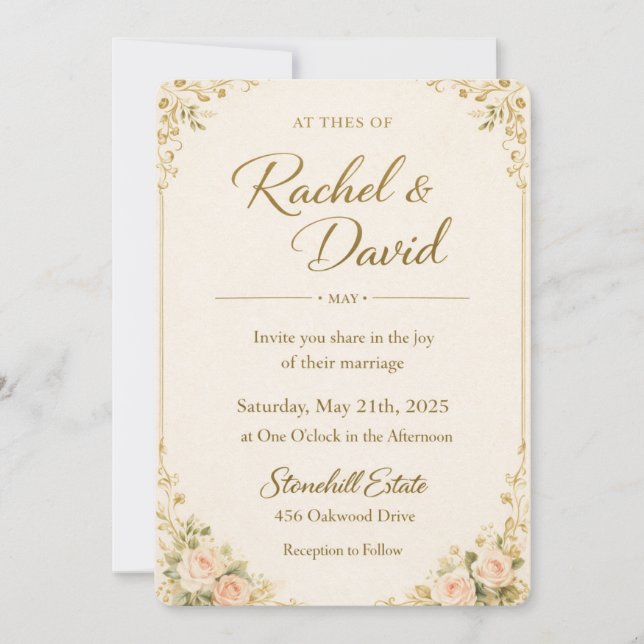 ElegaElegant orange Floral Wedding Invitation Temp (Front)