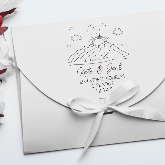 Elegan Mountains Wedding Return Address  Rubber Stamp (Creator Uploaded)