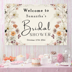 Elegan Pastel Boho Wildflower Modern Bridal Shower Banner