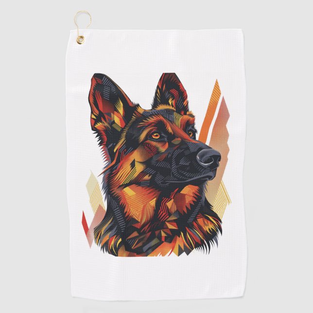 Elegance and Canine Grace German Shepherds Golf Towel (Front)