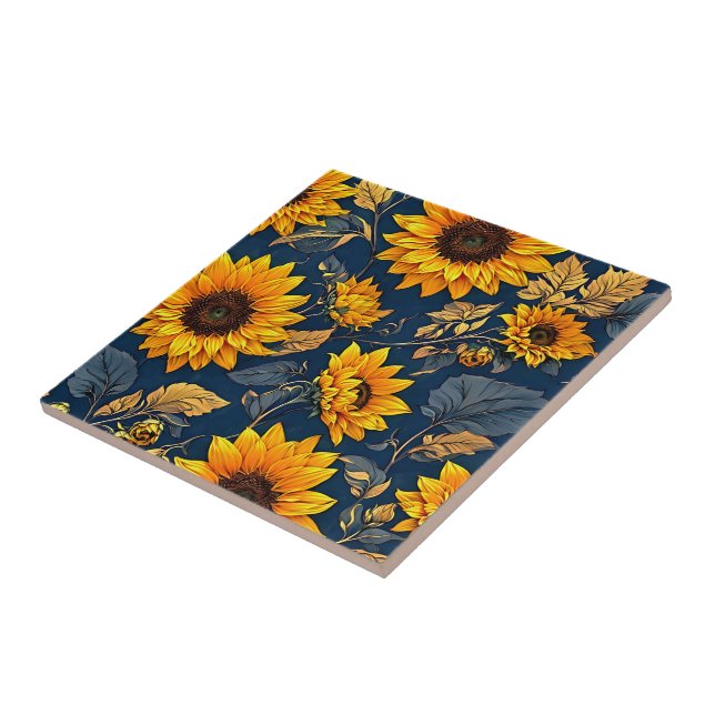 Elegance, Artistry, and Pure Sunshine: Sunflowers  Tile (Side)