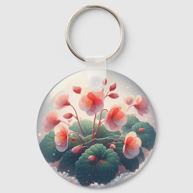 Elegance Begonia Flowers Key Ring (Front)
