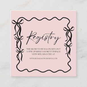 Elegance Black Bow Bridal Shower Enclosure Card