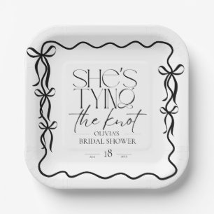 Elegance Black Bow Bridal Shower Paper Plate