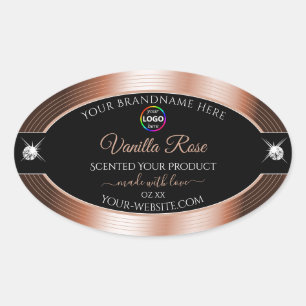 Elegance Black Shiny Rose Gold Logo Product Label