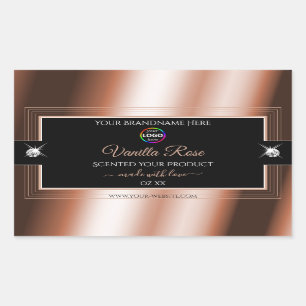 Elegance Black Shiny Rose Gold Logo Product Label