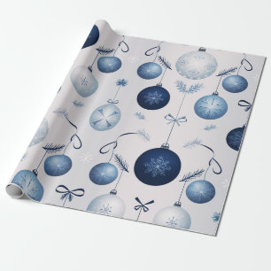 Elegance Blue And White Christmas Pattern  Wrapping Paper