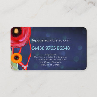 Elegance blue blooming red poppy coral business card