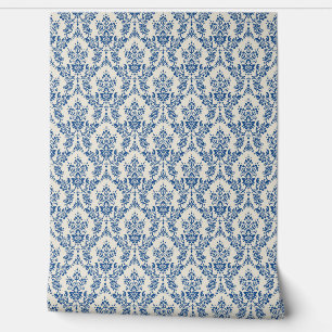 ELEGANCE Blue Damask Seamless Pattern Wallpaper