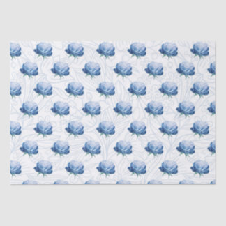 Elegance Blue Peony Botanical Wrapping Paper