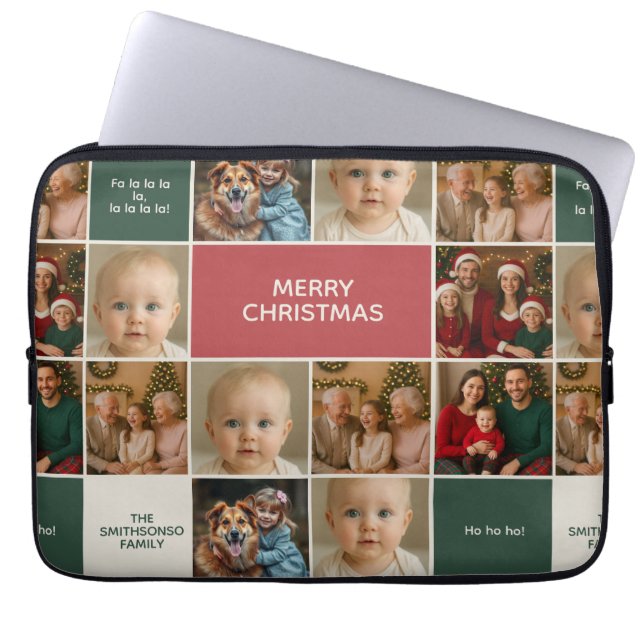 elegance christmas xmas funny fam holiday photo laptop sleeve (Front)