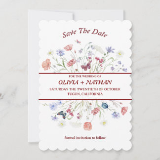 Elegance: Classic Floral Wedding Save The Date Invitation