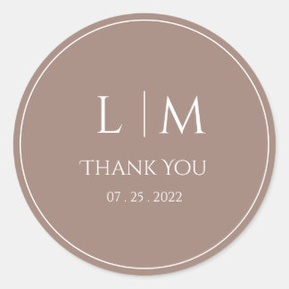Elegance Classic text based monogram terracota Cl Round Sticker