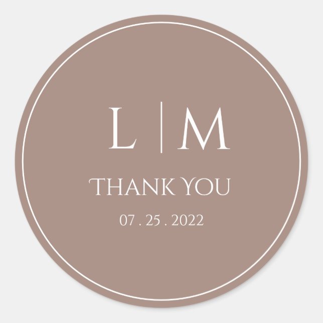  Elegance Classic text based monogram terracota Cl Round Sticker (Front)