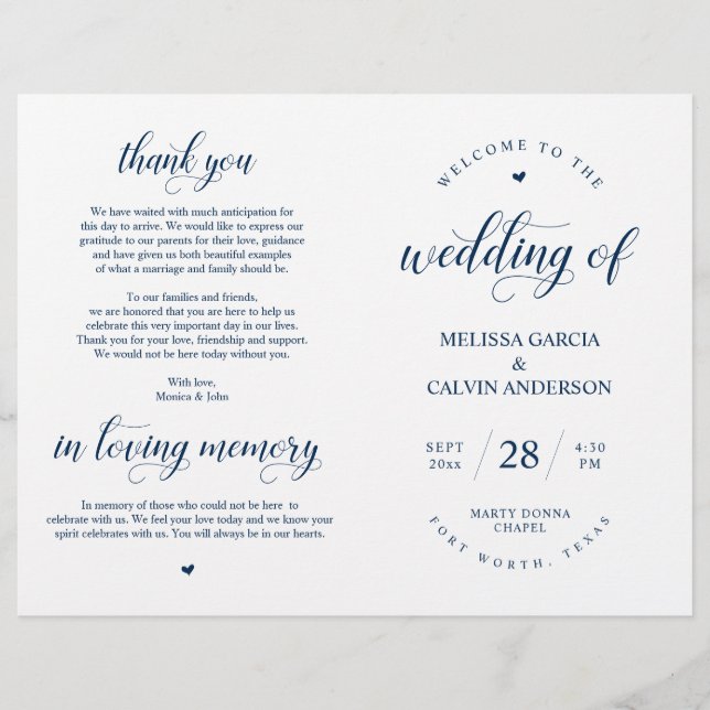 Elegance Classy Wedding Ceremony Foldable Program (Front)