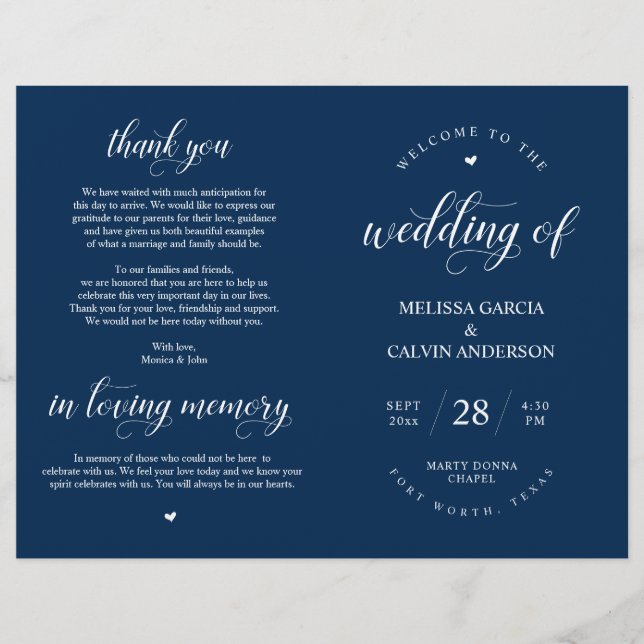 Elegance Classy Wedding Ceremony Foldable Program (Front)