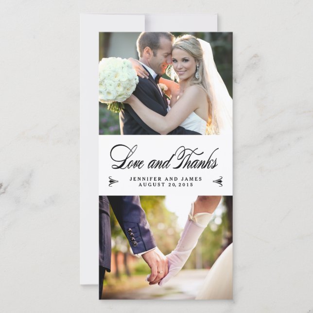 Elegance Collage Wedding Thank You Photo Card (Front)