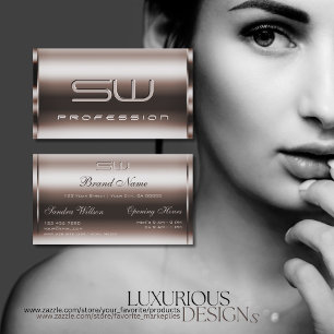 Elegance Dark Rose Gold and Faux 3D Initials Noble Business Card