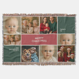 elegance family 8 Photos collage merry Christmas Throw Blanket