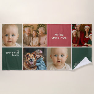 elegance family Photos collages merry Christmas Beach Towel