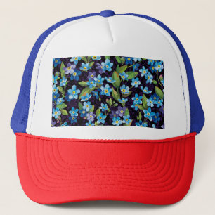 Elegance Forget-Me-Not Floral Pattern Trucker Hat