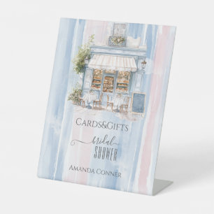 Elegance French Cafe Bridal Shower Gift Pedestal Sign