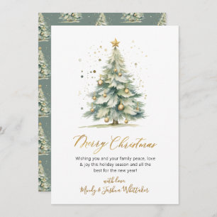 Elegance Gold Script Non Photo Christmas Tree  Holiday Card
