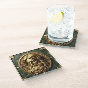 Elegance in Absolution Cross on Marble With Gilded Glass Coaster
