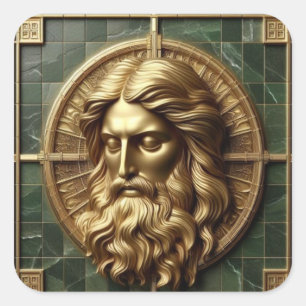 Elegance in Absolution Cross on Marble With Gilded Square Sticker
