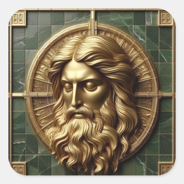Elegance in Absolution Cross on Marble With Gilded Square Sticker (Front)