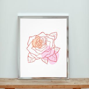 Elegance in Bloom: A Line Art Rose Photo Print