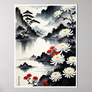 Elegance in Bloom: Floral and Landscape Harmony Poster