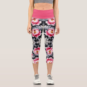 Elegance in Bloom: Floral Harmony Printed Capri Leggings