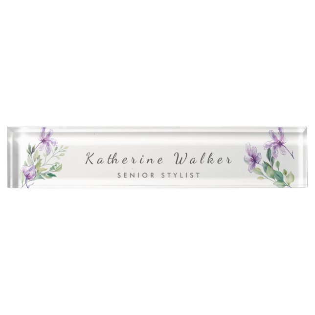 Elegance in Bloom" Personalised Acrylic Desk Nameplate (Front)
