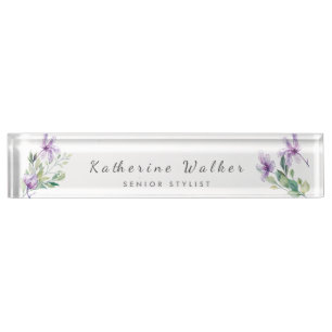 Elegance in Bloom" Personalized Acrylic Desk Nameplate