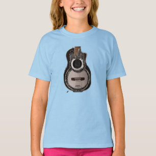 "Elegance in Ebony: Black guitar Print T-shirt" T-Shirt