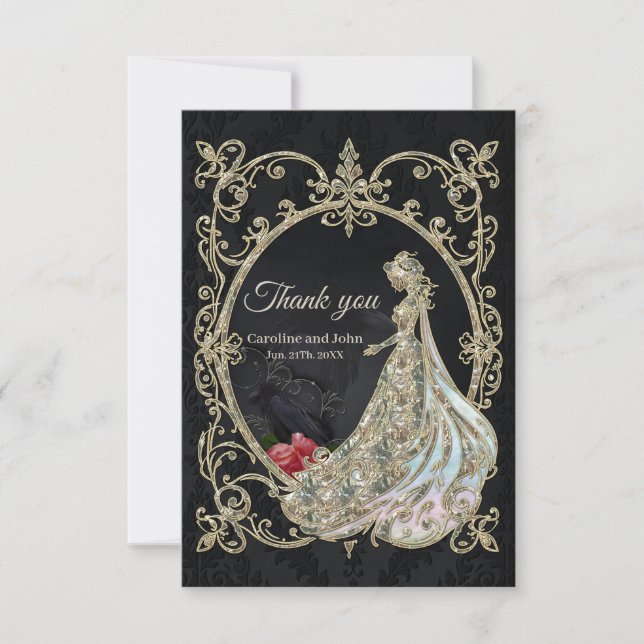 Elegance in gold and black. thank you card (Front)