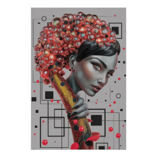 Elegance in Lines: 3D Depth of a Woman's Side Prof Poster