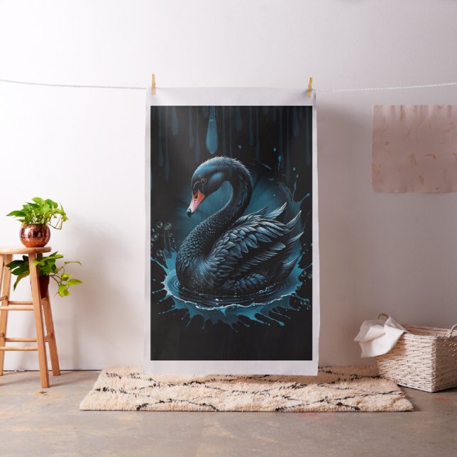 Elegance in motion, the black swan,  fabric (In Situ)