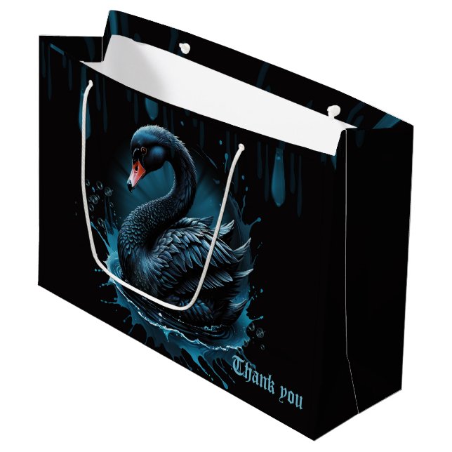 Elegance in motion, the black swan, large gift bag (Front Angled)