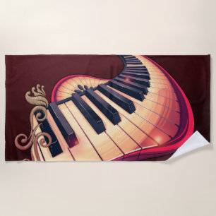 Elegance in motion, the curved piano. beach towel