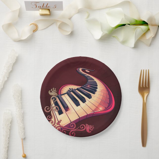 Elegance in motion, the curved piano.  paper plate (Wedding)