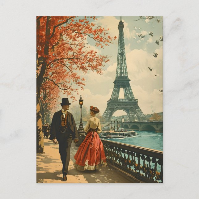 Elegance in Paris: Vintage Postcard (Front)