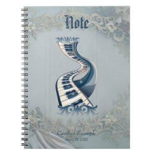 Elegance in piano keys and blossoms. notebook
