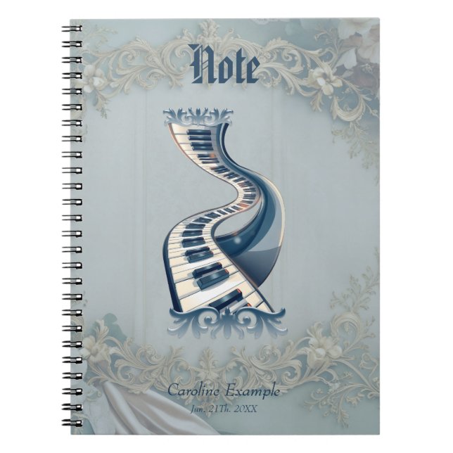 Elegance in piano keys and blossoms. notebook (Front)