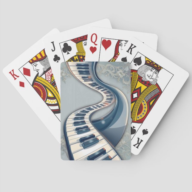 Elegance in piano keys and blossoms.  playing cards (Back)