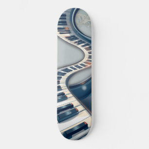 Elegance in piano keys and blossoms. skateboard