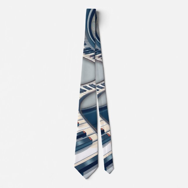 Elegance in piano keys and blossoms.  tie (Front)