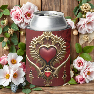 Elegance in red lustre with an ornate heart. can cooler